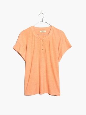 Madewell Hemp Cotton Brother Henley Tee Shirt Orange Sweet Tulip Summer Small